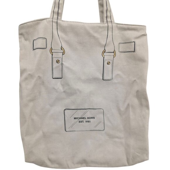 Michael Kors Hamilton Trompe L'oeil Tote Bag Womens Khaki Canvas Soft Fold Up - Picture 4 of 12